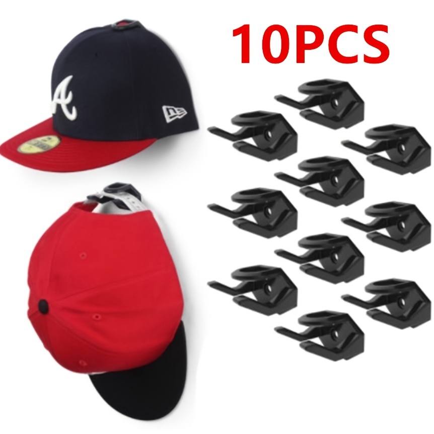 TEMU Crochets Adhésifs pour Chapeaux 5/10pcs, Porte-Chapeaux de Porte, Porte-Casquettes, Organisateur Mural, Support Solide pour Casquettes