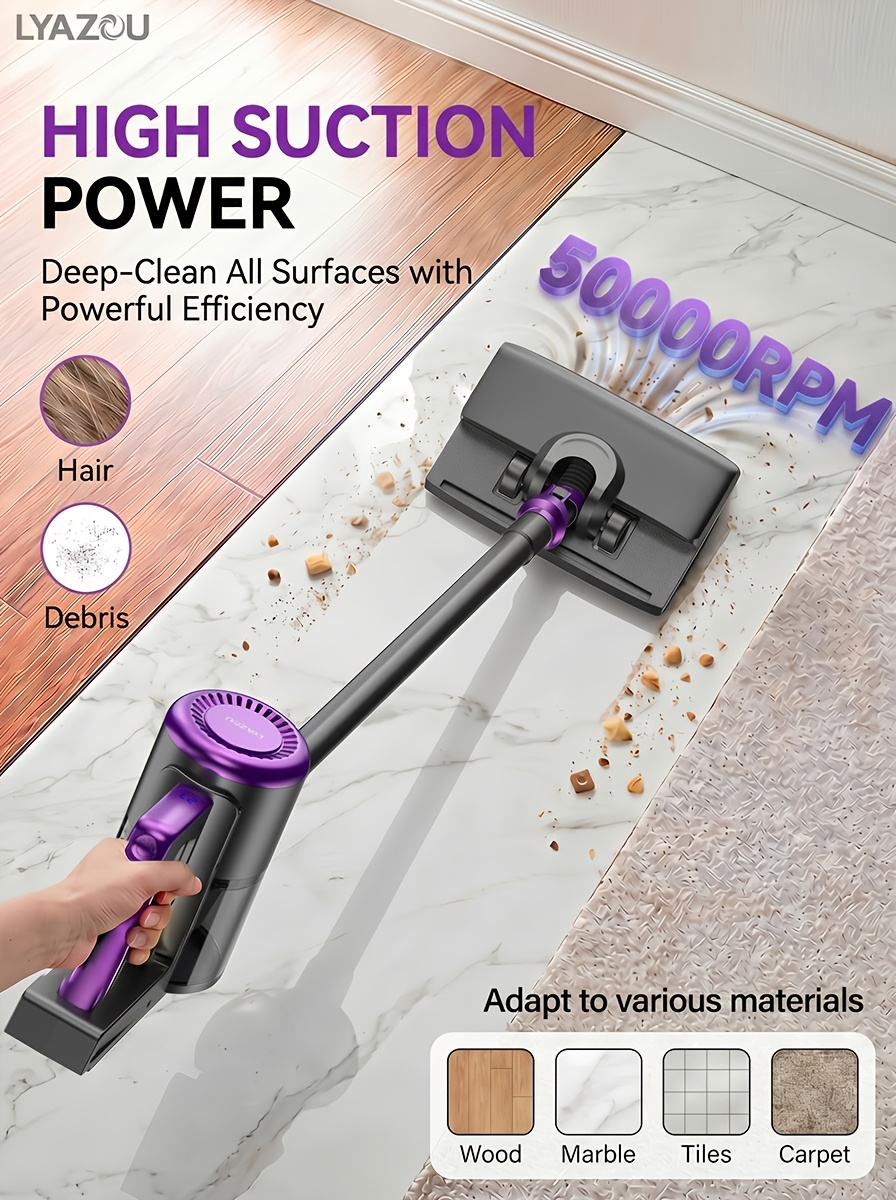 4 in 1 high power handheld vacuum 10000pa suction 50000rpm motor   hurricane mode large dust cup 5 cleaning attachments lightweight   usb fast charge fits home carpet pet hair car sofa ideal holiday gifts Product details 1