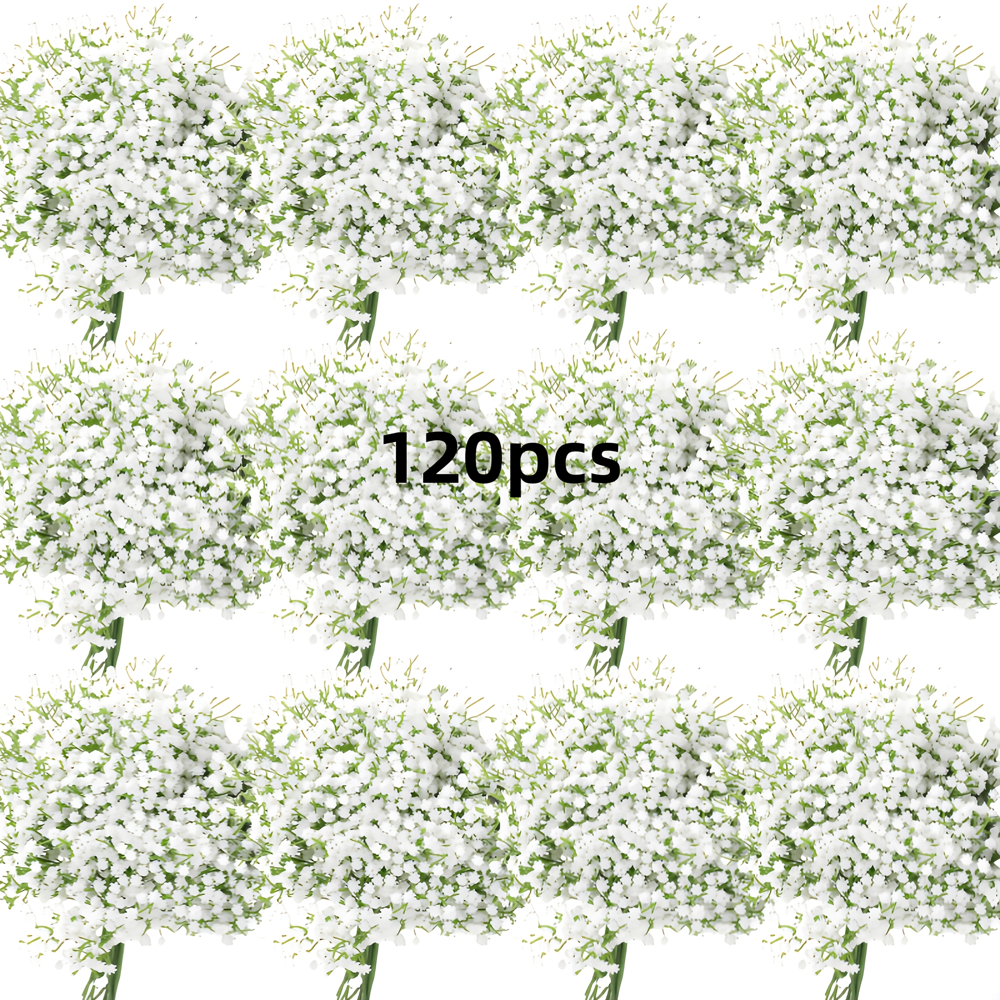 Image of 3600pcs Flowers, 120pcs High-end Anti-uv Artificial Baby's Breath Flowers, Baby's Breath Artificial White Fake Flowers, Suitable For Wedding Birthday, Indoor Outdoor Room Decoration Fake Flowers