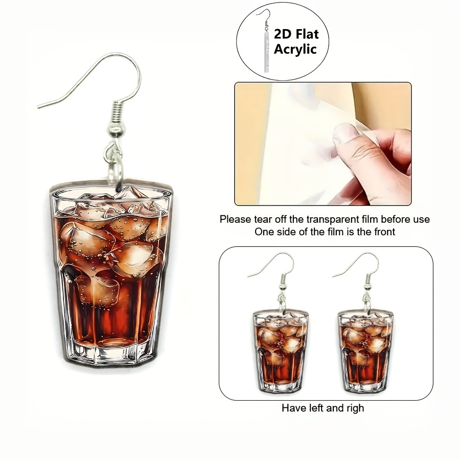 Asymmetric Cola Bottle & Iced Drink Cup Dangle Earrings