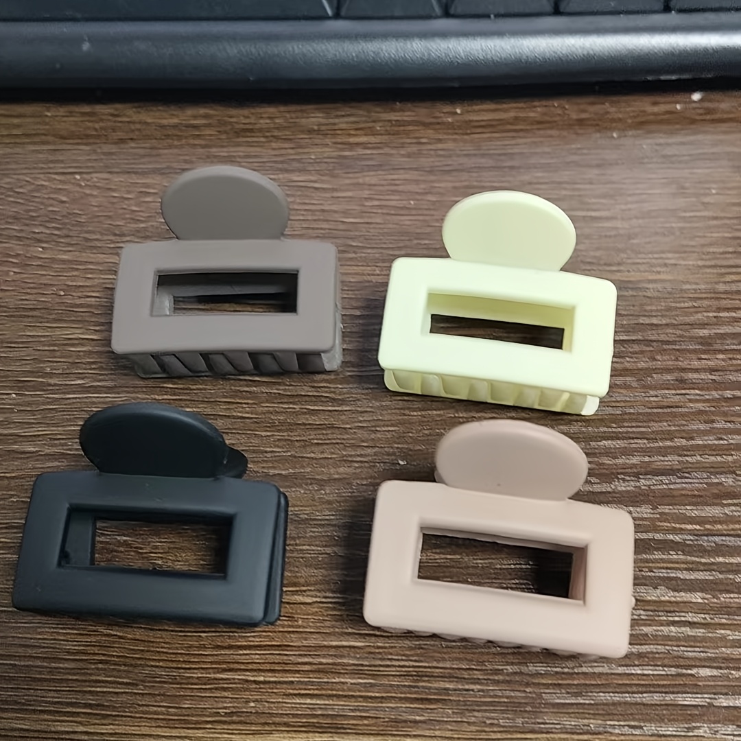TEMU 4pcs Matte Square Hair Claw Clips, Minimalist Non-slip Hair Clips For Women, Washing Summer Beach Vacation Travel Essentials, Hair Accessories