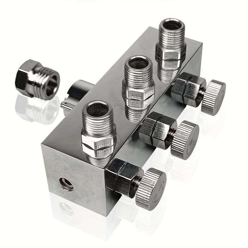 E-shop Airbrush, Spritzpistole, Druckluftschlauchverteiler, Airbrush-Zubehör, Ausgestattet mit 1/4" BSP Einlass + 1/8" BSP Auslass, Leicht zu