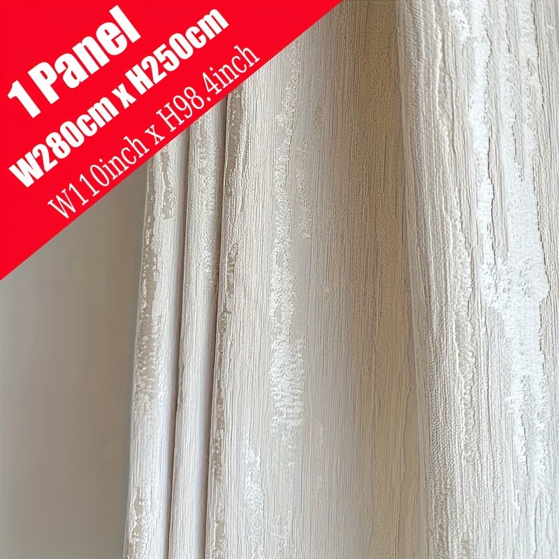 Image of 1pc Light Grain Glitter Jacquard Curtain, 70% Blackout Cream Beige Thickened Chenille Curtain, Suitable For Living Room, Bedroom, Study