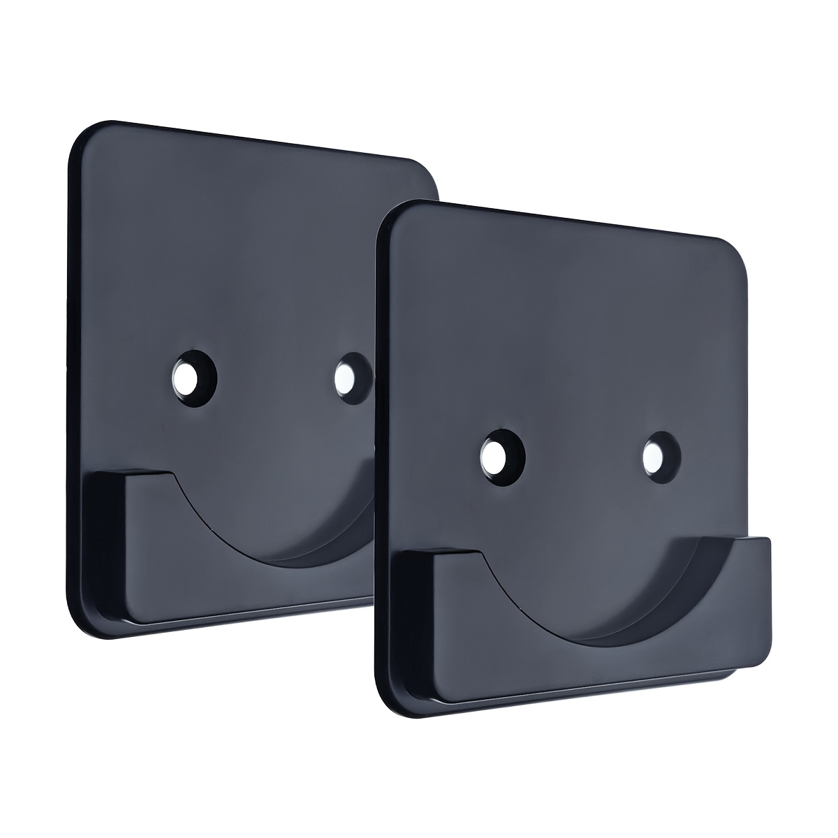 Black 2pcs Wall Shower Curtain Rod Brackets, Adhesive Fixed Base, Drillable Fixed Base, Fixed Base, Shower Rod Support Base, Wall Shower Rod Installation Fixture