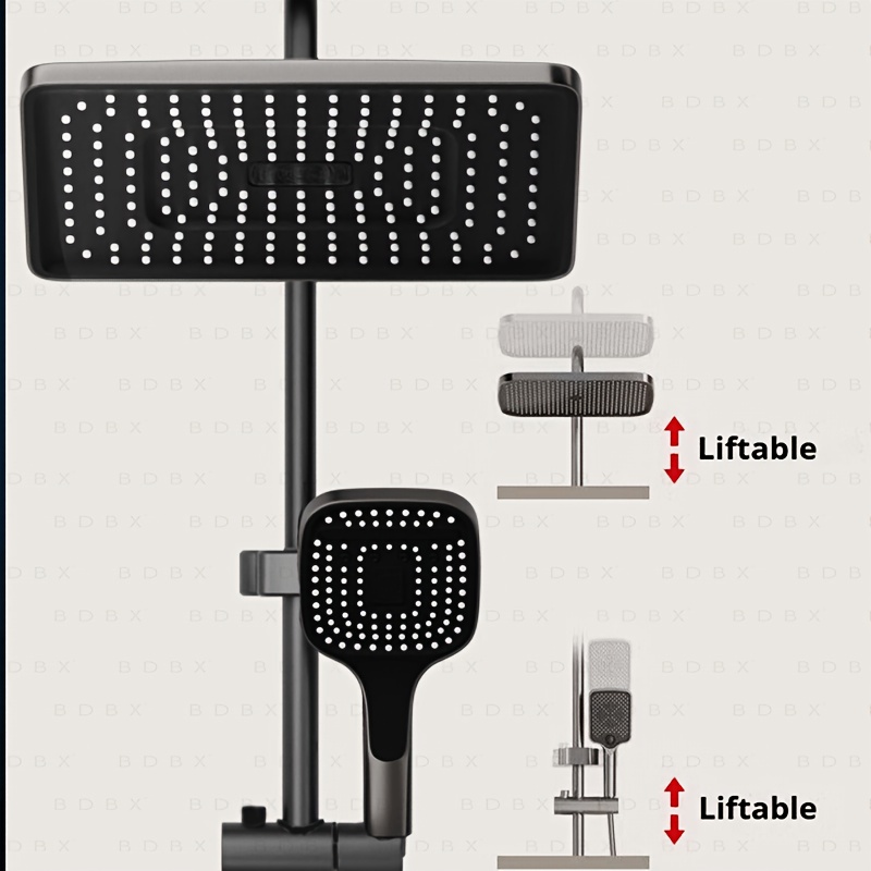 BDBX Matte Black Shower System with Square Rain Shower Head