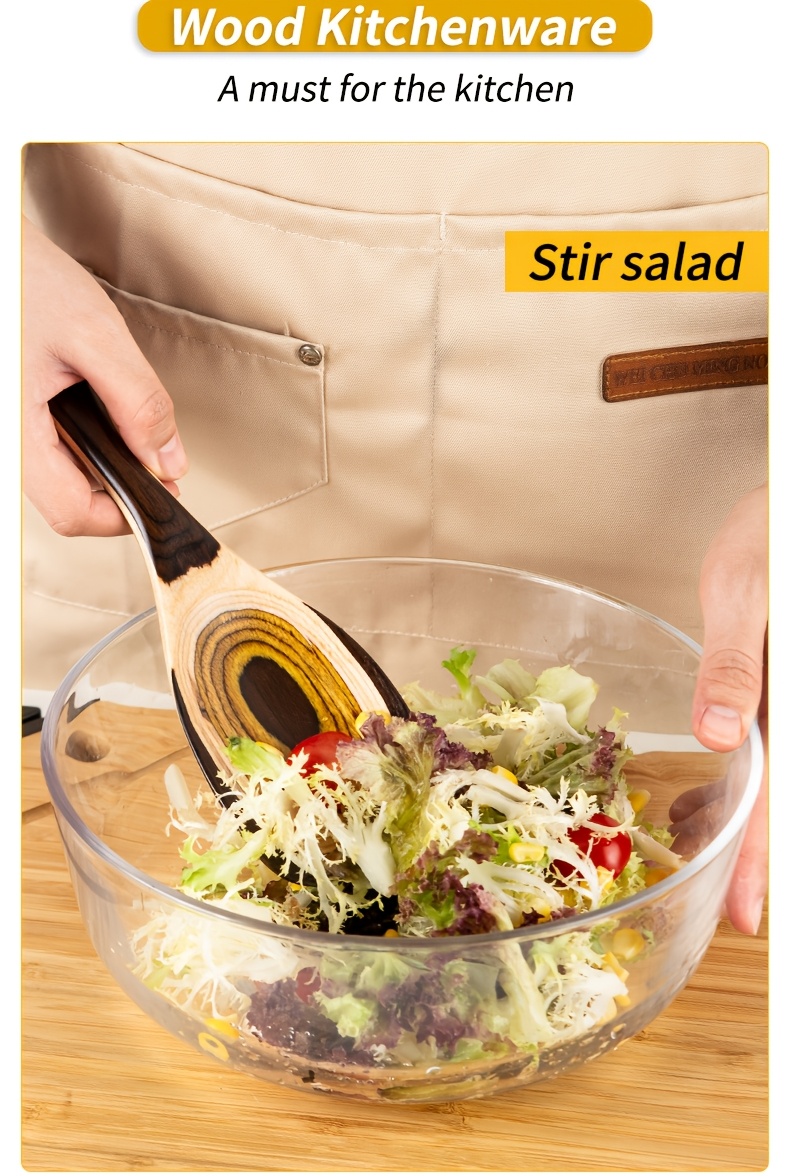 Pakkawood Spurtle Set, Kitchen Utensils Set For Cooking, WOSPONFAN 7pcs Pakkawood Wooden Cooking Spoons & Spatulas With Spoon Rest, Safe For Non-Stick Cookware, Outdoors & Kitchen Gift (Brown Spoon-7pcs)