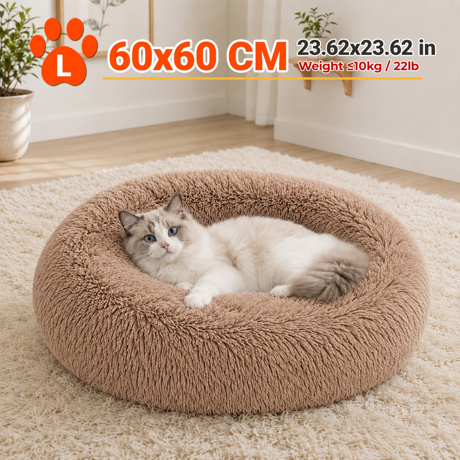 TEMU Cama para perro tipo de varios tamaños, sofá largo de felpa para mascotas, cama tipo esponjosa para mascotas, cama y acogedora para todas para