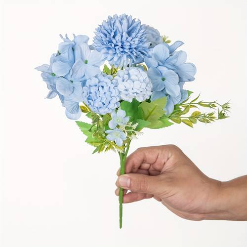 1pc outdoor simulation chrysanthemum and hydrangea flowers anti uv real touch indoor home and outdoor garden decoration summer season season mothers day party activities