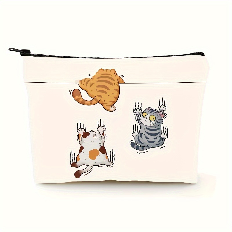 

Cute Cats Pattern Cosmetic Bag Makeup Bag, Zipper Pouch, Lightweight Makeup Organizer For Travel, For Men And Women