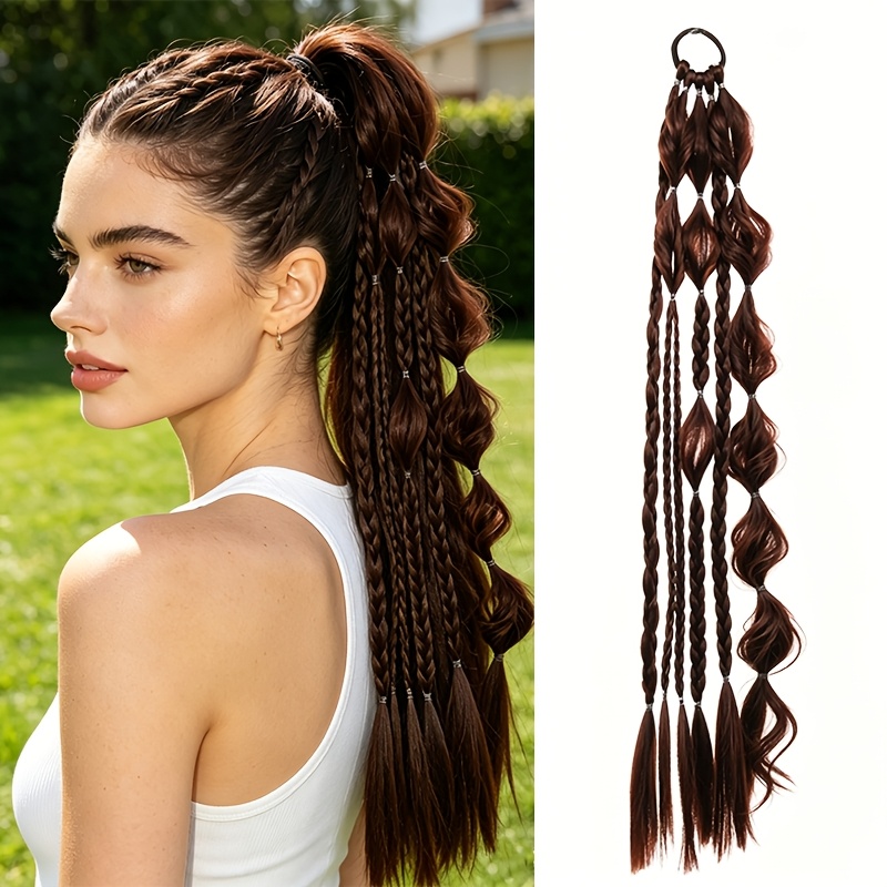 TEMU De Nieuwe Paardenstaart Gevlochten Haar Additions, Lantaarn Bubble Twist Vlechten, Explosieve Haar Vlechten, Makkelijk te , Geschikt voor