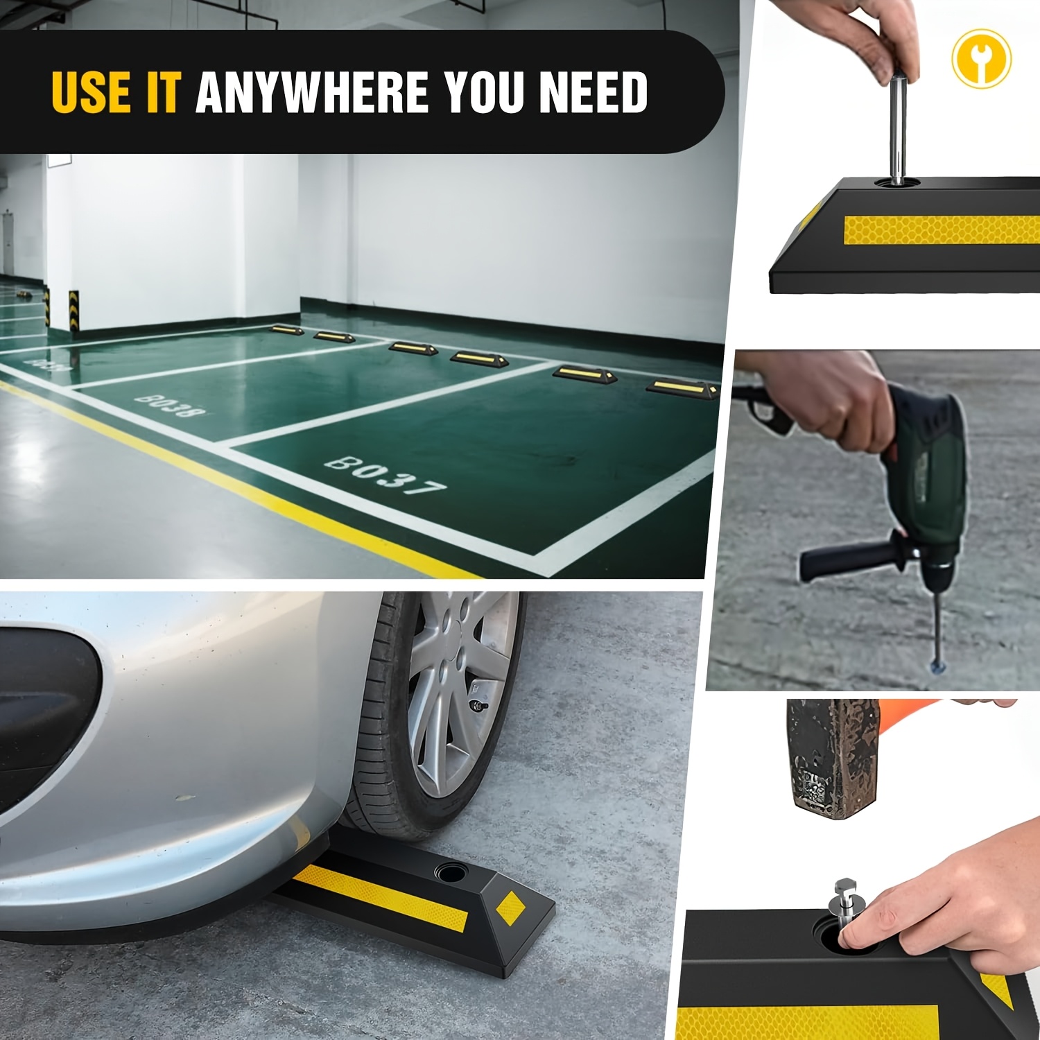 2/4pcs Heavy Duty Rubber Parking Guide