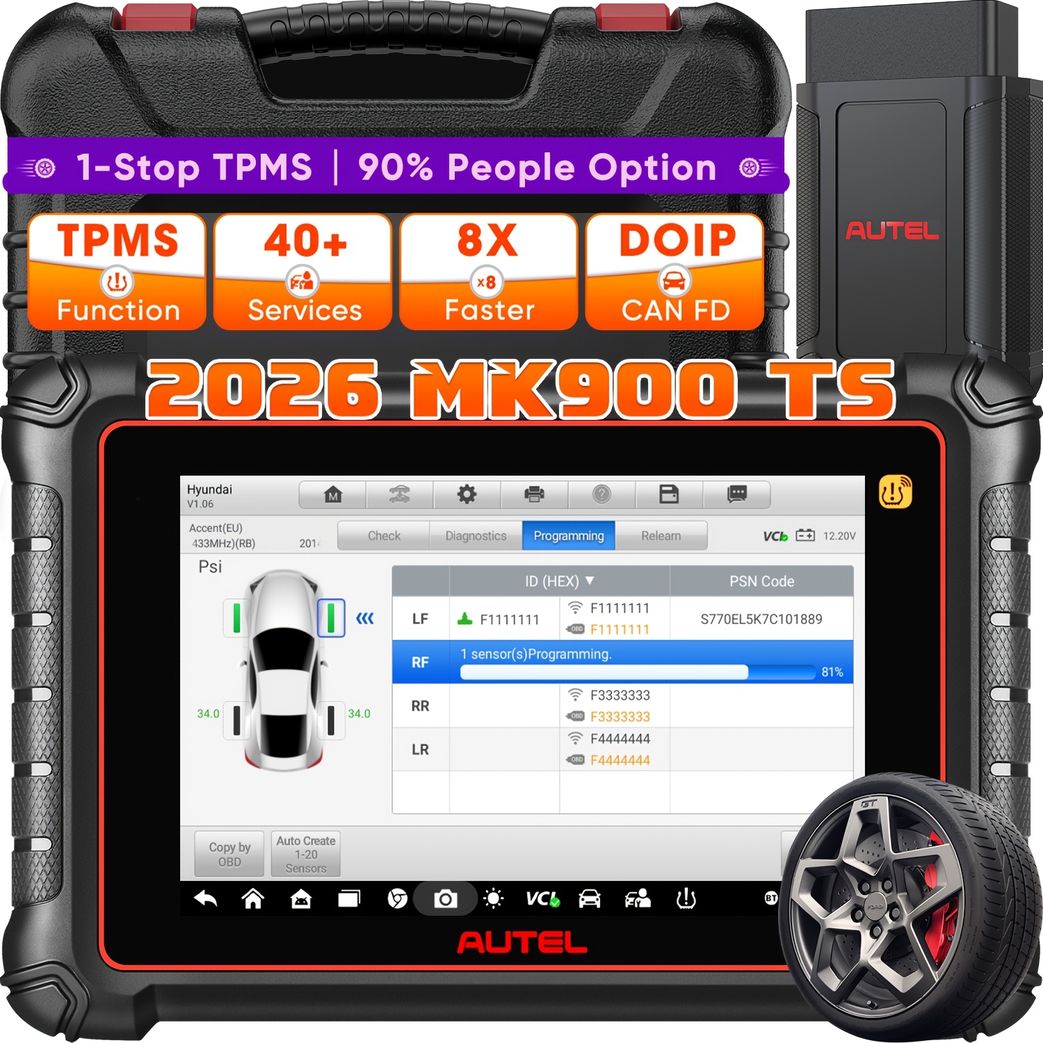 Image of Autel Maxicom Mk900ts Tpms Diagnostic Tool, 2026 Mk900-ts Up Of Ms906ts Mx900ts Mk808s-ts Mk900 Mk900bt, Top Tpms Program/, &, Bidirectional Scanner 3k+ , 40, Os11