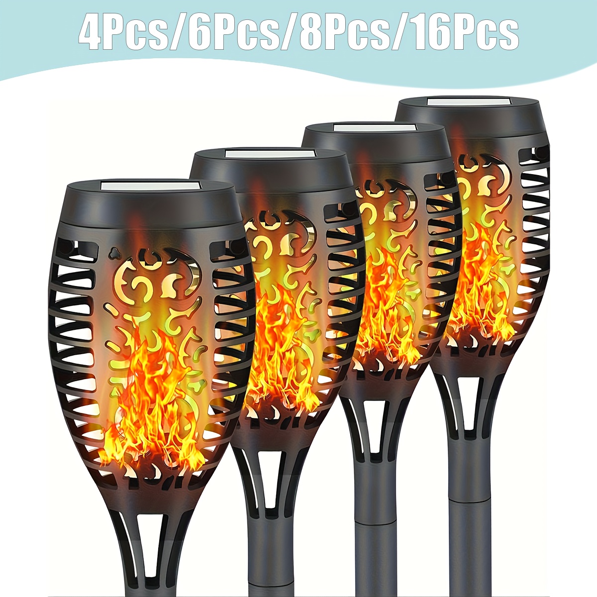 

4/6/8/16 Pack Solar Lights Outdoor, Dancing Flickering Flame Torches Lights Landscape Decoration Light For Pathway Lawn Patio Gardenyard Wedding Party-auto