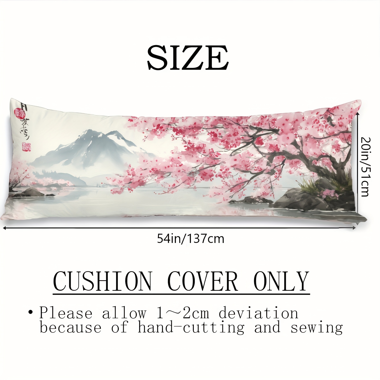 1pc Cherry Pattern Printed 20in 54in Long Pillowcase, Home Decor, Body Pillowcase, Bed Pillowcase, Soft Comfortable, Delicate Floral, Bedroom Decor, Elegant Design