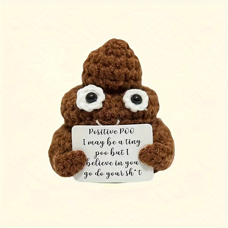 

Mini Crocheted Positive Poo Gift For Mom Dad, Knitted Poop 3 Inches, Gag Gifts Toy With Positive Card Creative Cute Wool Inspirational Poo, Cheer Up Gifts For Party Graduation, Bestie