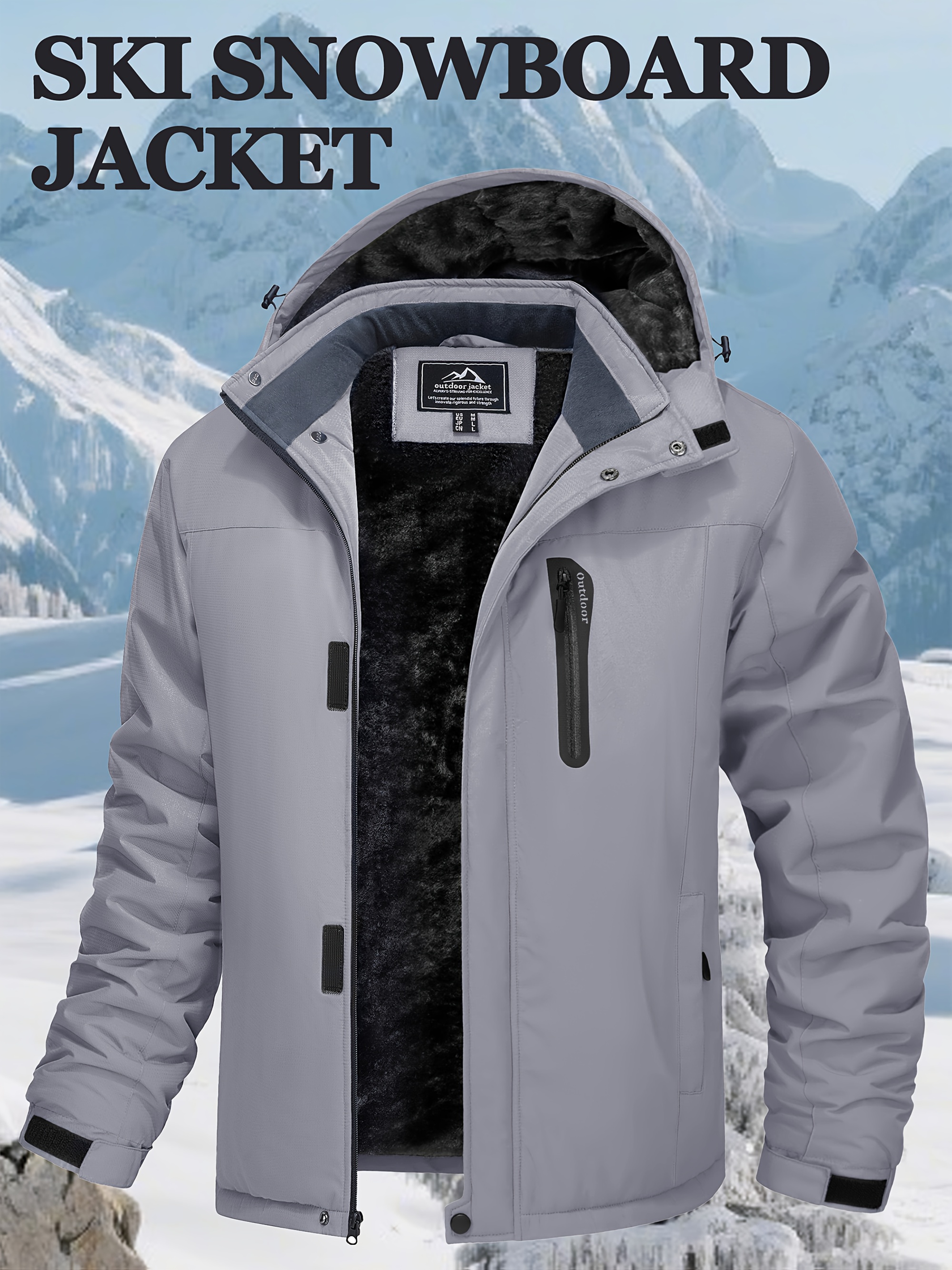 Men's Windproof Fleece Lined Ski Snowboard Jacket