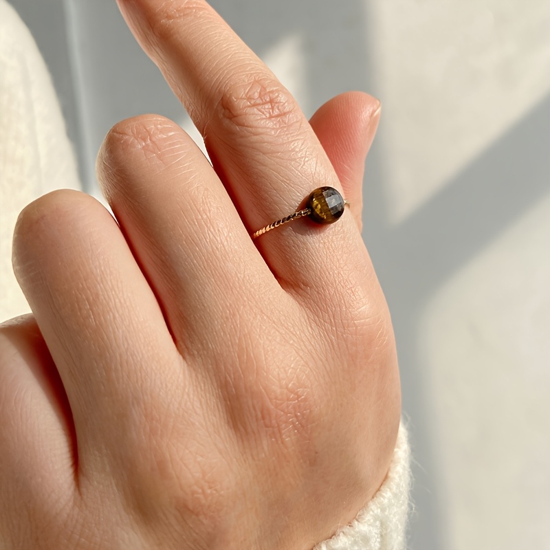 

1pc Cute Natural Stone Turtle Interface Ring For Women, Daily & Party Occasion, Versatile Jewelry Gift