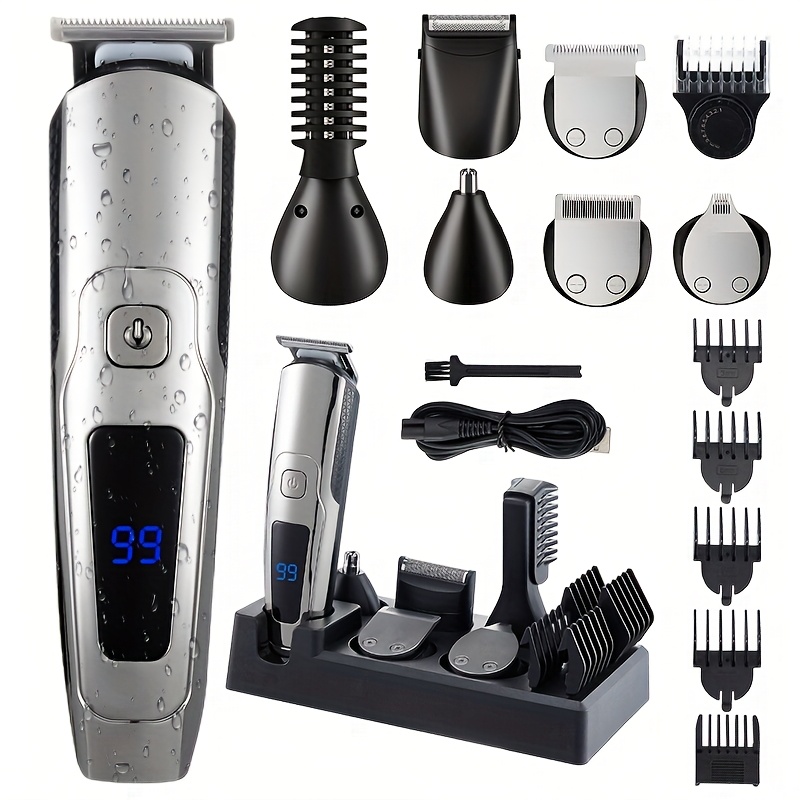 

1pc Gertzy 6-in-1 Clipper Kit With Digital Display, Usb Rechargeable, Multi-functional For Home & Travel, Lithium 18650 Battery, Low Voltage