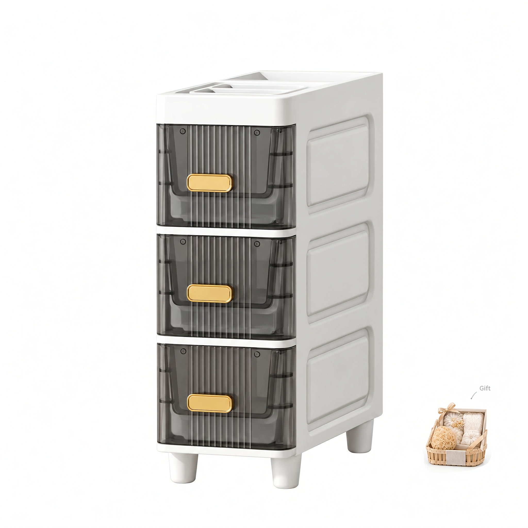 TEMU 1pc de Douche en Plastique à Étages, Grand Tiroir de Rangement Étroit pour Salle de Bain, Boîte de Rangement Ultra-Mince à Coin pour Salon/Salle