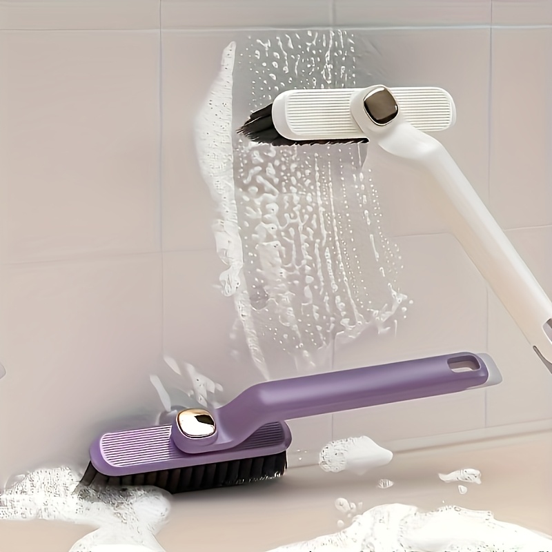 

Brosse de Nettoyage Rotative 2-en-1 - Plastique Violet , Poils Durs à 360°, Connecteur en V, Convient pour le Nettoyage des Carreaux de Salle de Bain et des Muraux