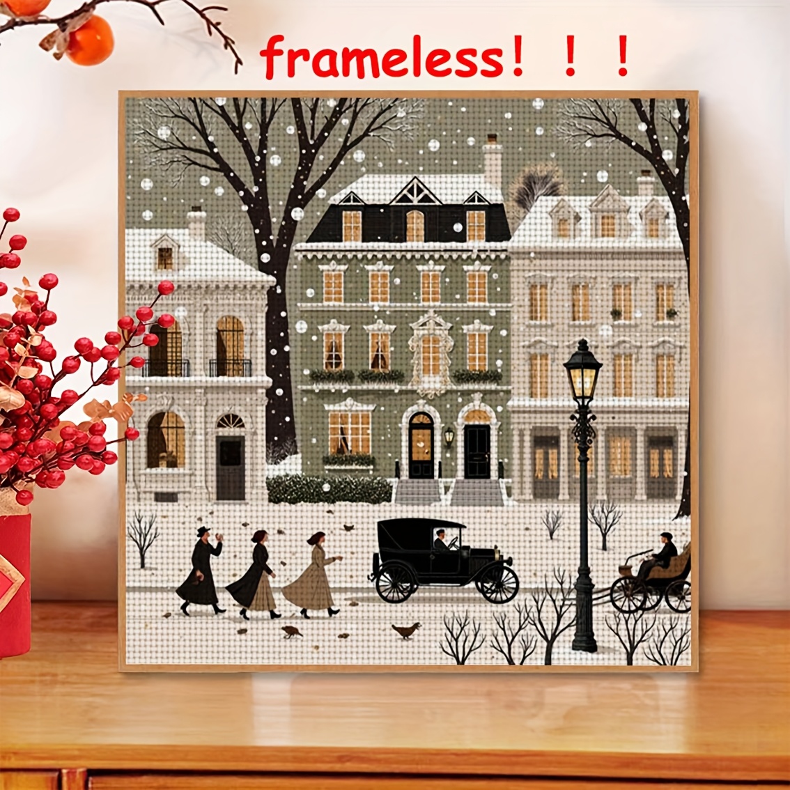 TEMU 1pc 11ct Frameless Diy Cross Stitch Kit-oldfashioned ,home Decoration Art Handmade Embroidery Kit, Including Patterned Fabrics And Threads,