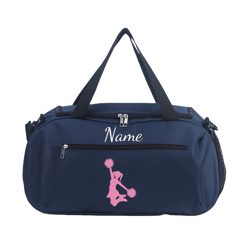 TEMU Women's Ized Name/number Tote Bag - Text Cheerleader Print Nylon Bag With Adjustable Strap & Zipper Closure, Lightweight Spacious Suitable For