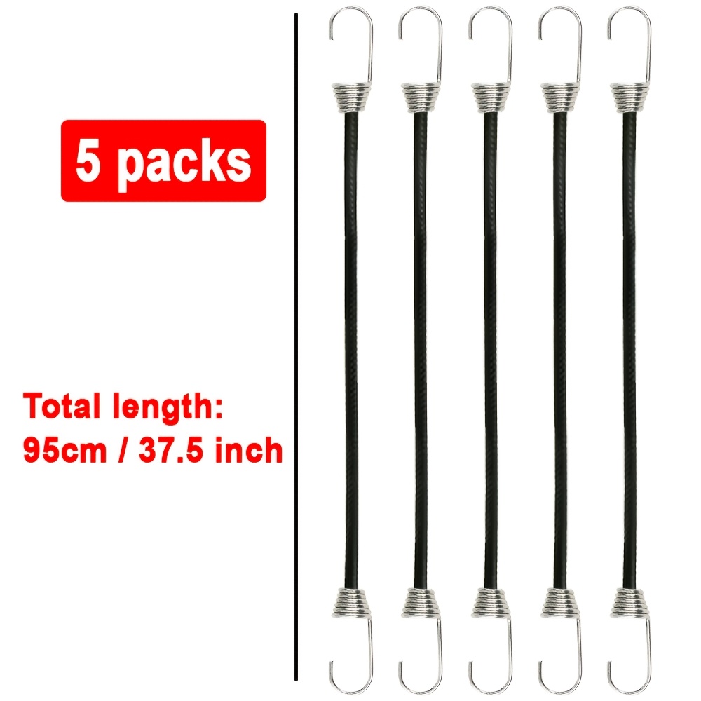 TEMU 5 Heavy-duty Elastic Ropes With Hooks And Tension Bandssuitable For Home, Travel And Camping Equipment, Durable Plastic Material, Windproof