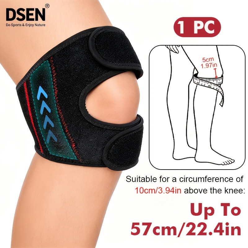 TEMU Genouillère rotulienne à double compression, 1 pièce, réglable et portable à port ouvert, avec 2 supports, attelle de genou avec fermeture