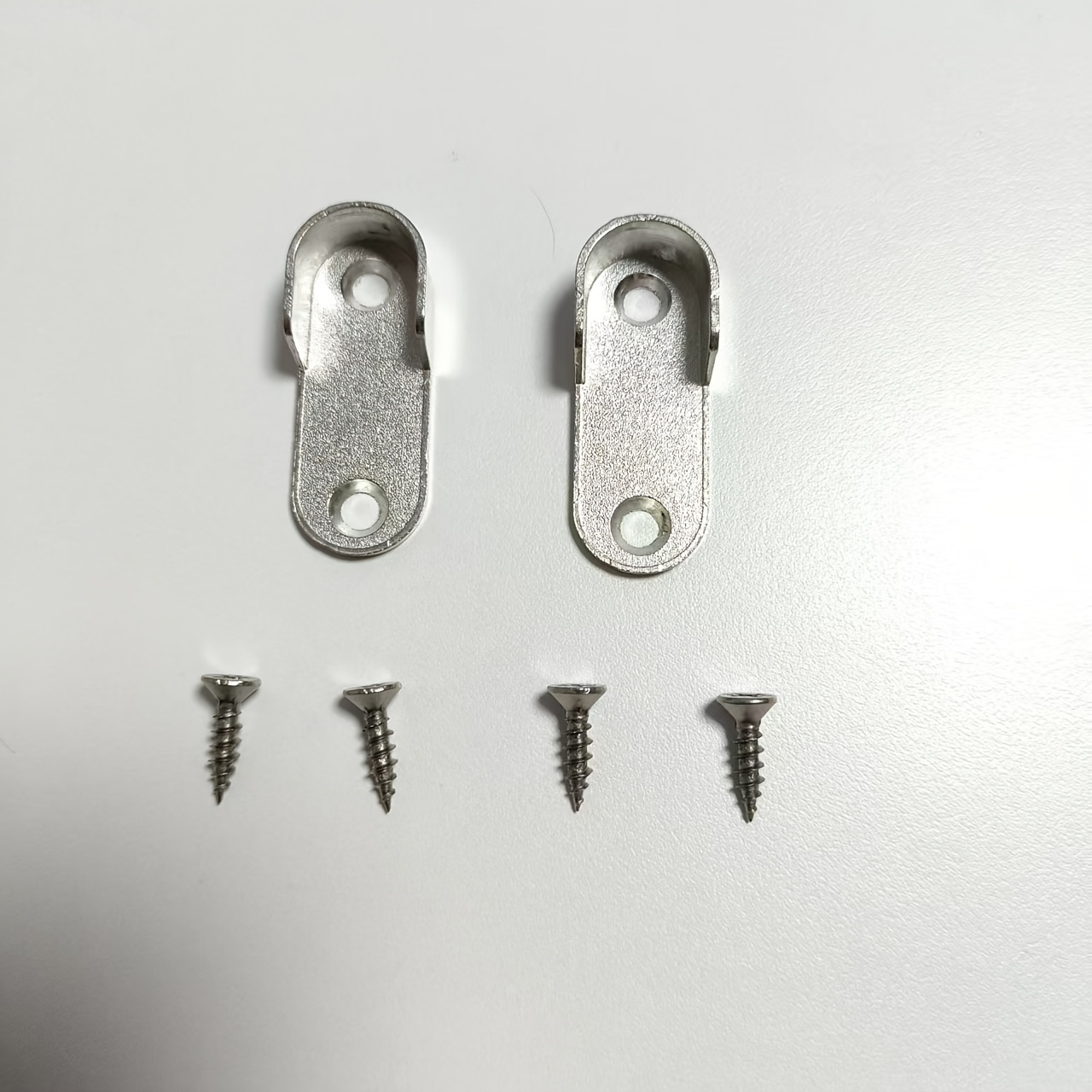 TEMU 6pcs Alloy Oval Rod Flange Base - 2pcs Rod Supports And 4pcs Screws - Rod Support, Wardrobe Rod Support, Closet Pipe Fixing Bracket Base,
