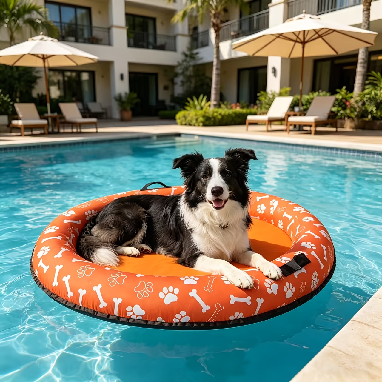blue yellow and orange three   print pet inflatable bed dog bed pet float pet float bed foldable and portable suitable for large medium and small dogs and cats multi purpose   used for playing in water and as a nest Product details 4