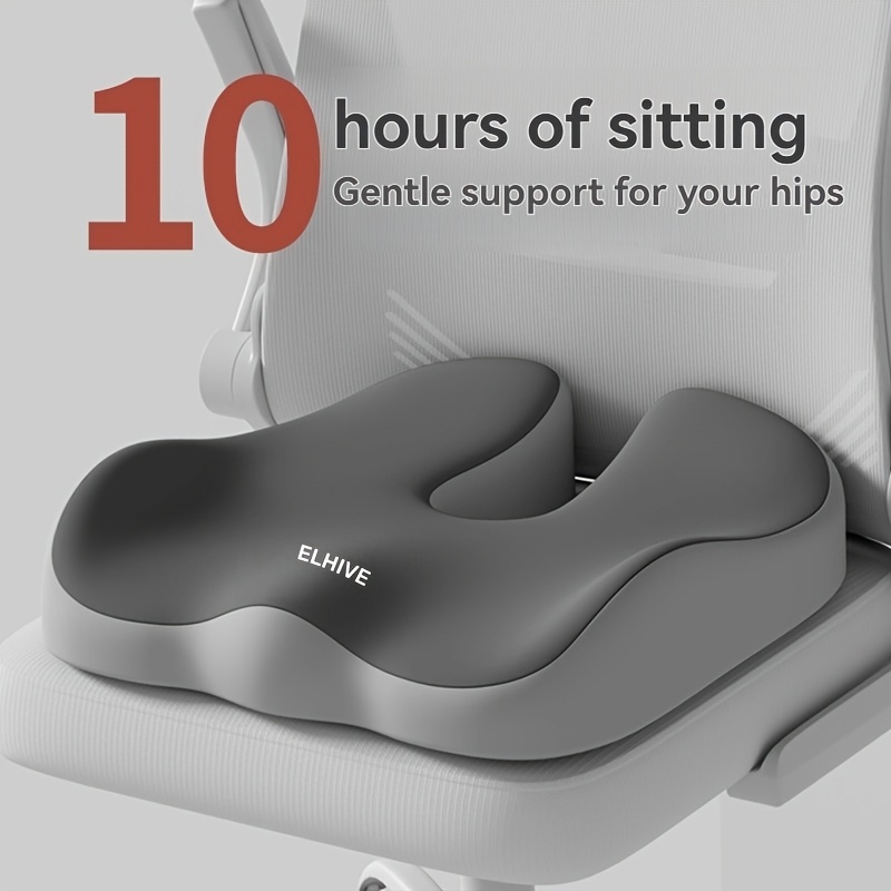 Ergonomic Memory Foam Seat Cushion and Lumbar Support Pillow Set | Slow Rebound, Medium Soft Firmness, Suitable for Office Chairs, Cars, Wheelchairs |, Grey, Polyester, ELHIVE - Image 2