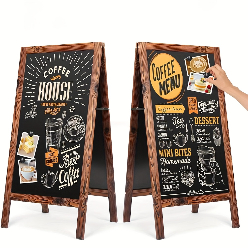 Image of A1 Board Chalkboard 95 X 53 Cm/ 37.4×20.9 In Boards Pavement Signs Chalkboard Signs Sandwich Blackboard Message For Party Wedding Cafe Shop Pub Bar Restaurants, Black
