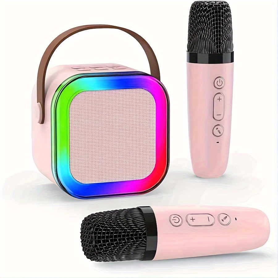Mini Portable   with 1   Wireless Microphones - Colorful LED Disco Lights, Rechargeable Lithium Battery, USB Charging, Ideal for Home Parties, Birthdays, and Valentine S Day Gifts, Karaoke Equipment|Modern Karaoke Machine|Wireless Mic