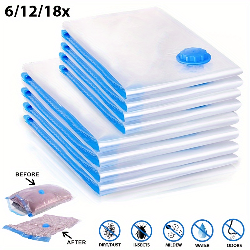 

6/12/18pcs Storage Bag, Dustproof Storage For Clothes, Blankets, Shirts, Saving Organizer For Dorm, Closet, , Bedroom, Bathroom