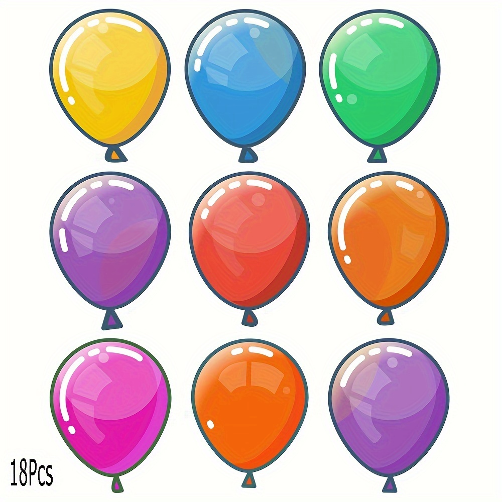 

18pcs Colorful Balloon Cut-out Cards, 5x6 Inches, 9 Colors, Birthday Announcement Board Decor, Classroom Signage, Office Labels And Stickers, Paper Material, English Text