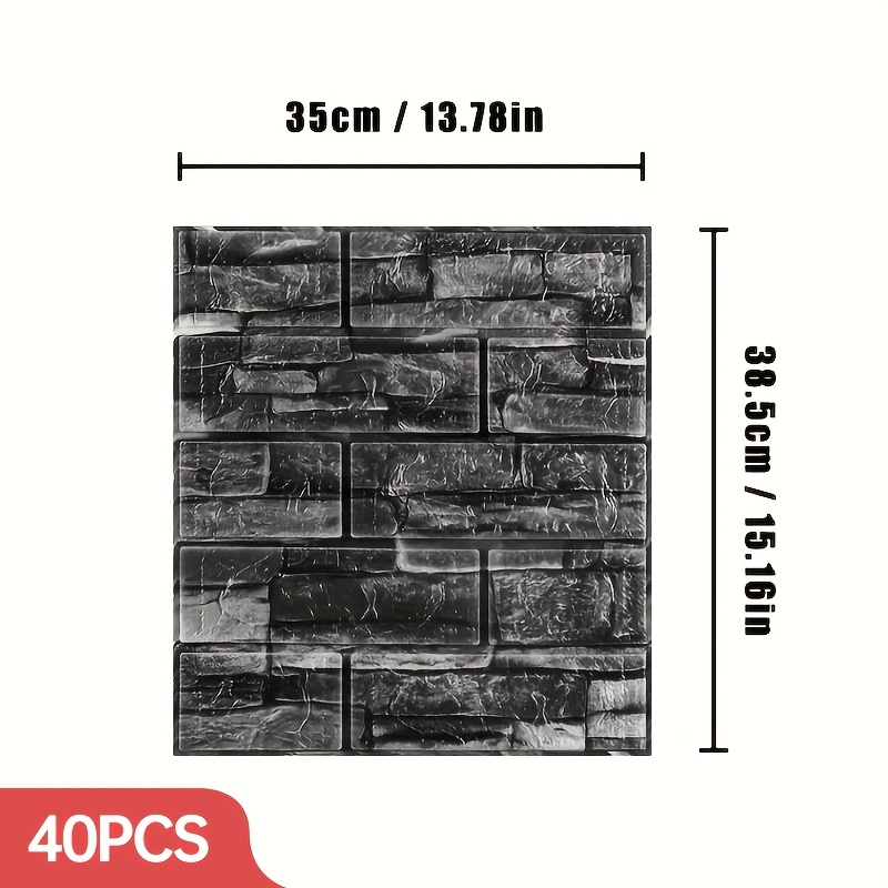 Image of 10//40pcs 3d Foam Brick Pattern Wallpaper, 3d Foam Squares Waterproof Wall Sticker, Wall Background Bedroom Living Room Decor Stickers