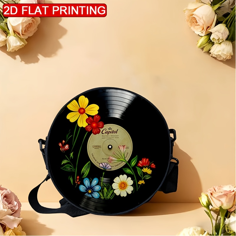 Image of Women's Shoulder Bag Retro Floral Design 2d Printing, Adjustable Shoulder Strap, Zipper Closure, Backpack Style | Casual And Fashionable Crossbody Bag | Fun Additions With Durable Lining