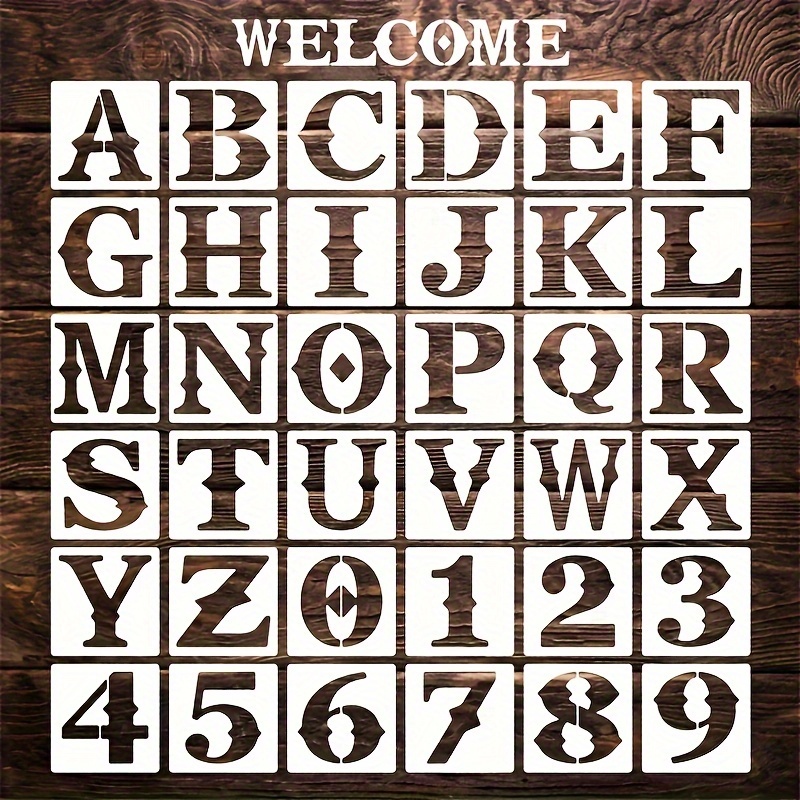 

36 Piece Diy Letter And Number Stencils - Reusable Plastic Cutouts For Wood, Walls, Fabric, Rocks, Blackboards, Floors, Signs, And