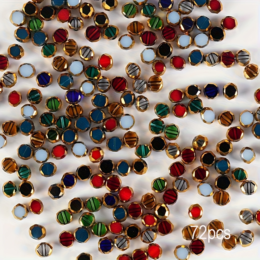 Image of 2d Flat - 72pcs/lot 3x4mm Golden Glass Beads Crystal Beads For Making Necklace Bracelet Jewelry Additions