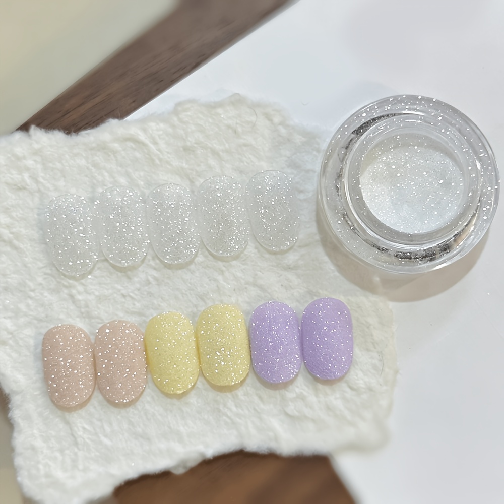 TEMU 1 Frasco de Polvo de para Uñas con Arena de Cristal, Polvo Ultra Fino, Uñas Transparentes para Manicura