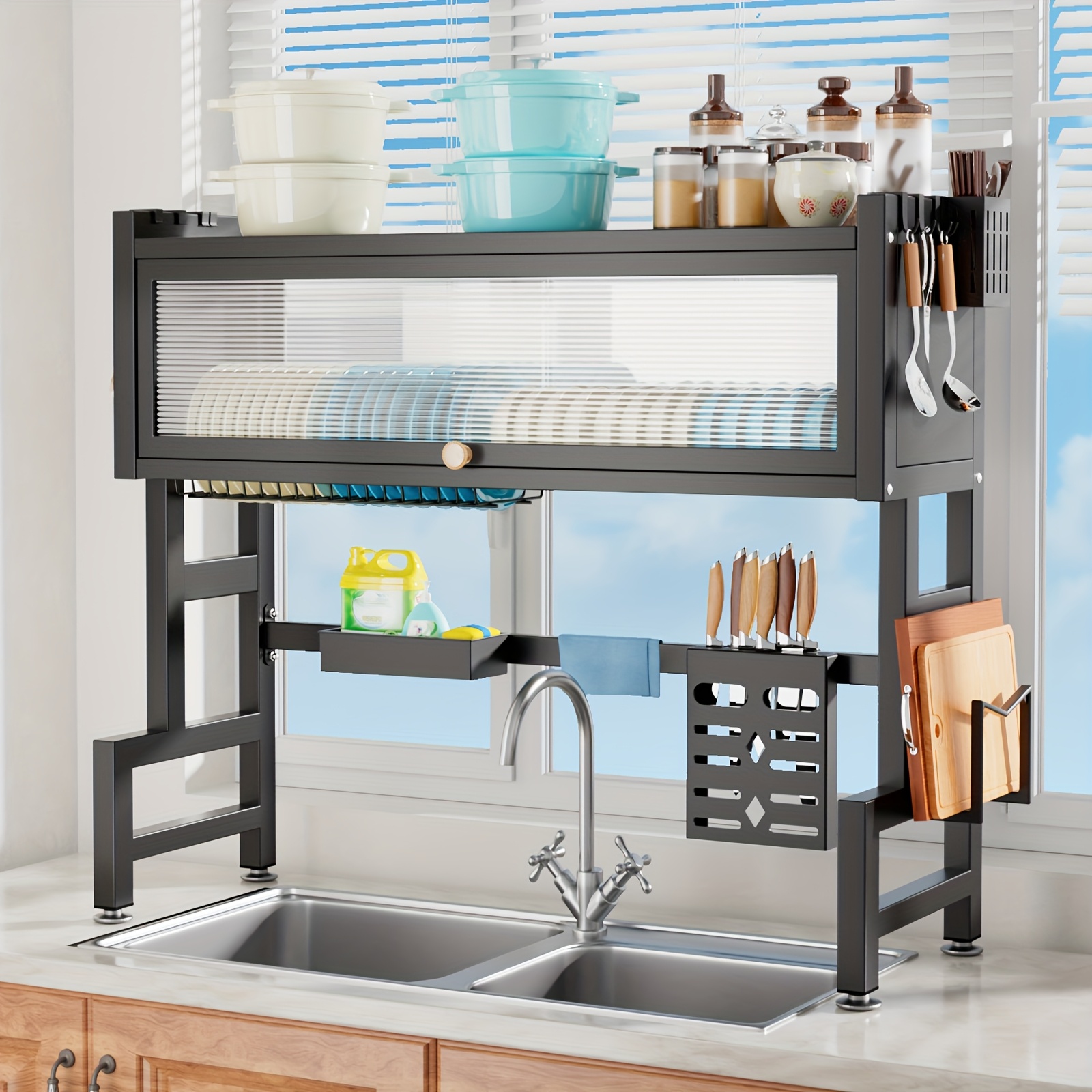 1Pc Heavy Duty Sink Dish Drying Rack 2 Tier Large Dish