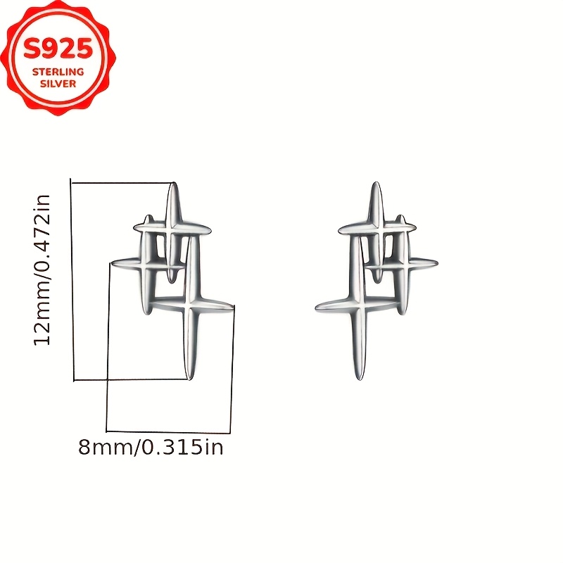 Women's 925 Sterling Silvery Stud Earrings — Minimalist Star Design