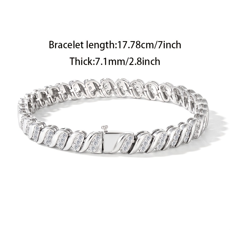 Image of 925 Sterling Silver Light Luxury Wave Cuban Bracelet Women's Exquisite Twisted Versatile Hand Jewelry Gift For Girlfriend Mother's Day Christmas Valentine's Day Gift Box Packaging