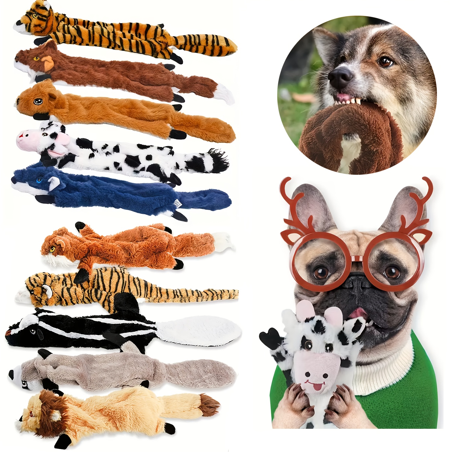 TEMU Set Of 10 Squeaky Plush Chew Toys , Featuring Built-in Squeakers, Durable Teething Toys Are And Suitable For All Breeds, Making Them Great For