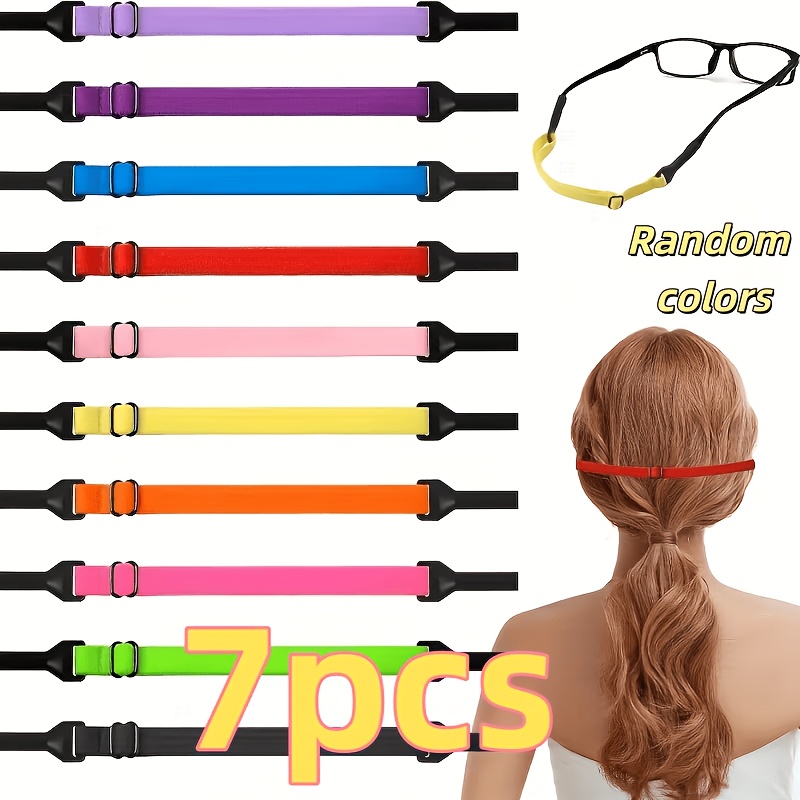 TEMU 7pcs Random Colors, Colorful Unisex Good-looking And Durable Glasses Elastic Cord Chain Anti-slip, Glasses Additions, Adjustable Glasses Strap