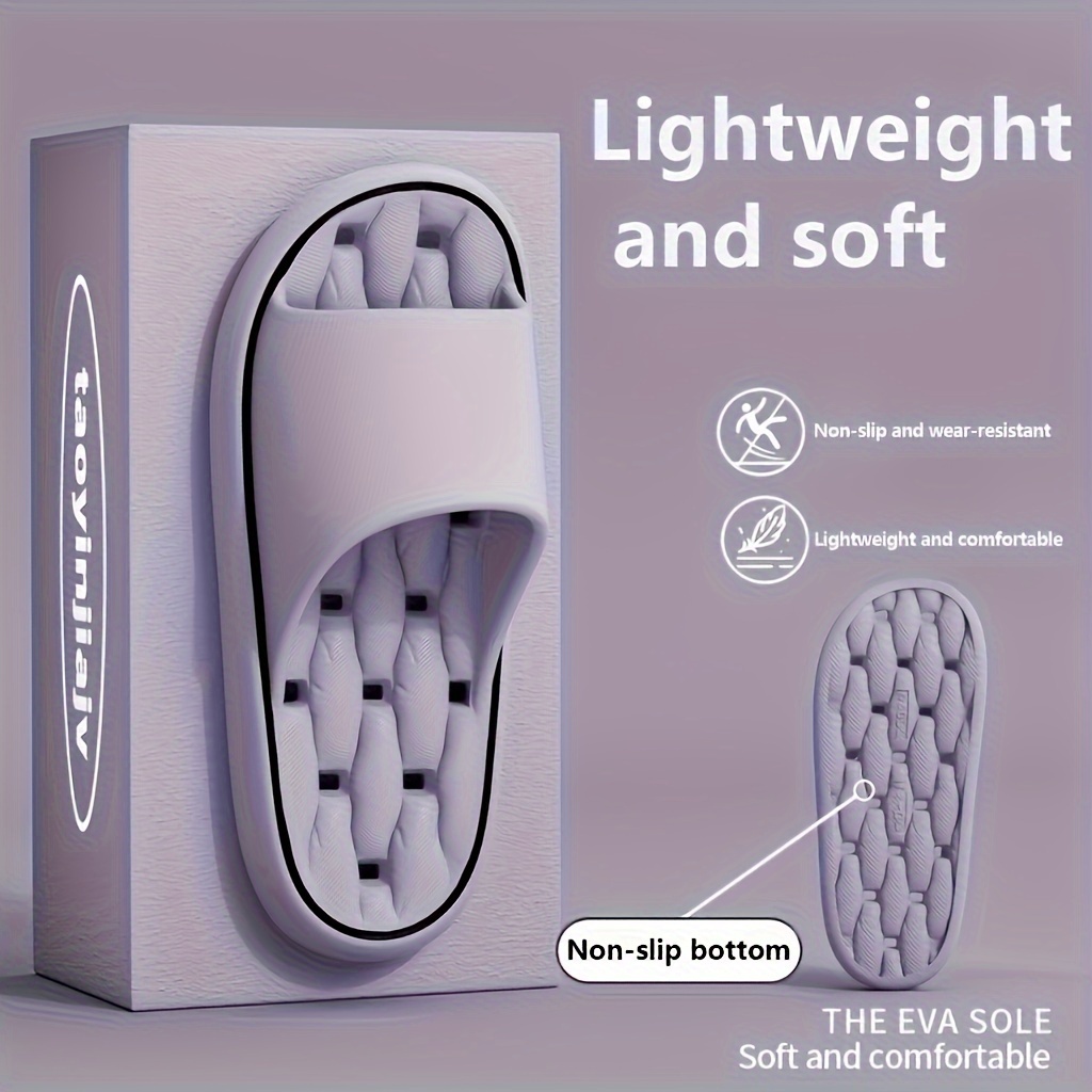 Women'S EVA Slippers, Lightweight, Soft, Non-Slip Sole, Solid Color, Quick-Drying, Comfortable, with Hand Washable for Home and Bathroom Use, All-Season Slip-On Slides