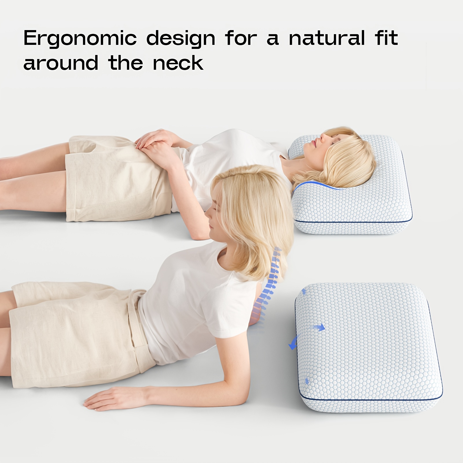 1pc Slow Rebound Pillow, Deep Sleep Pillow to Protect the Cervical Spine and Assist Sleep for Adults, Modern Leisure Bread Double-sided Pillow, Zero Foam Sponge Pillow.