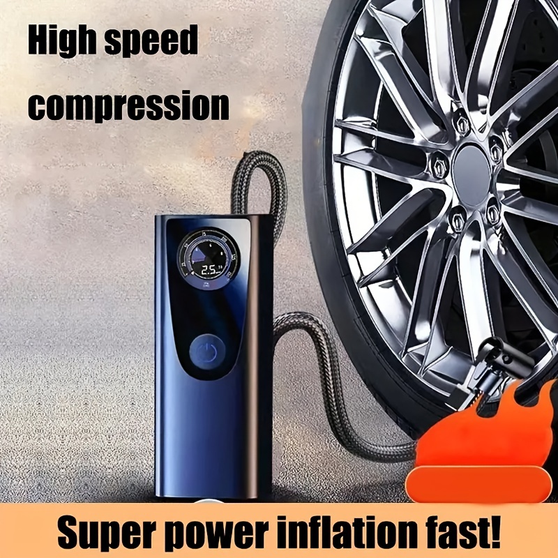 TEMU Portable Tire Inflator - 150psi Air Compressor With Digital Gauge, Usb Powered, Ideal For Cars, Bikes & More, Multipurpose, Electric Air Pump, Balls