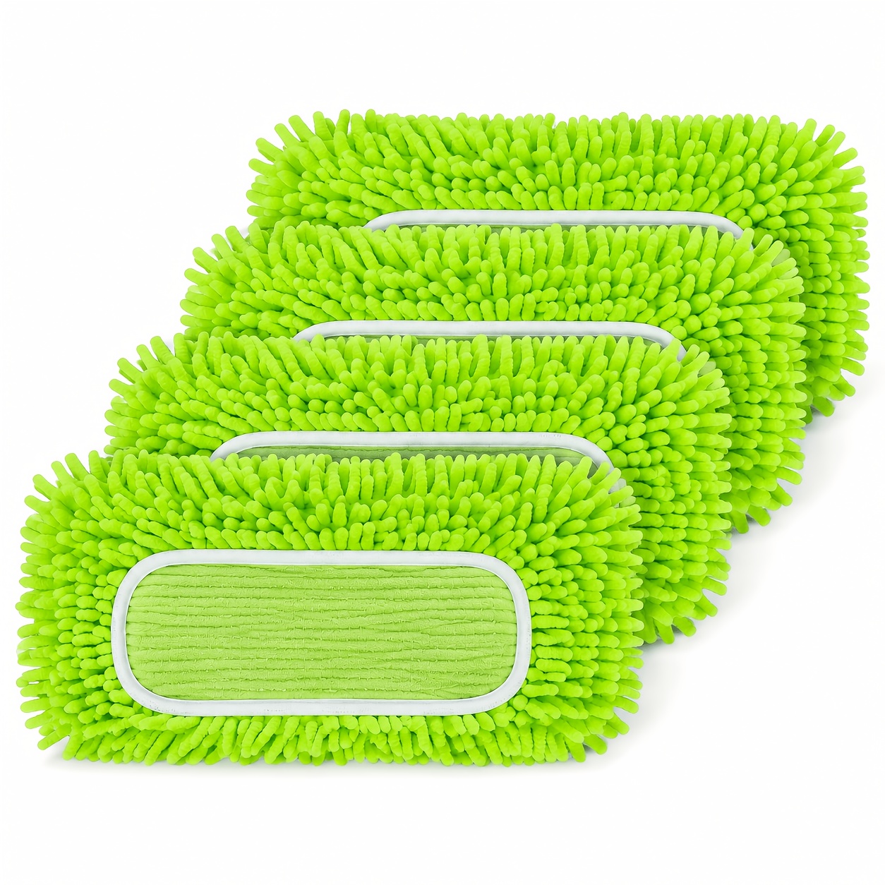 TEMU 4-pack Reusable Chenille Mop Replacement Pads, Flat Mop Refills, Use, Washable Durable Super Absorbent Mop Cloths For Most Flat Mops, For Living