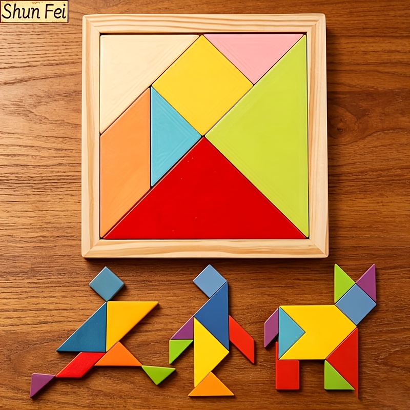 Wooden Block Puzzle, Colorful Educational Gift